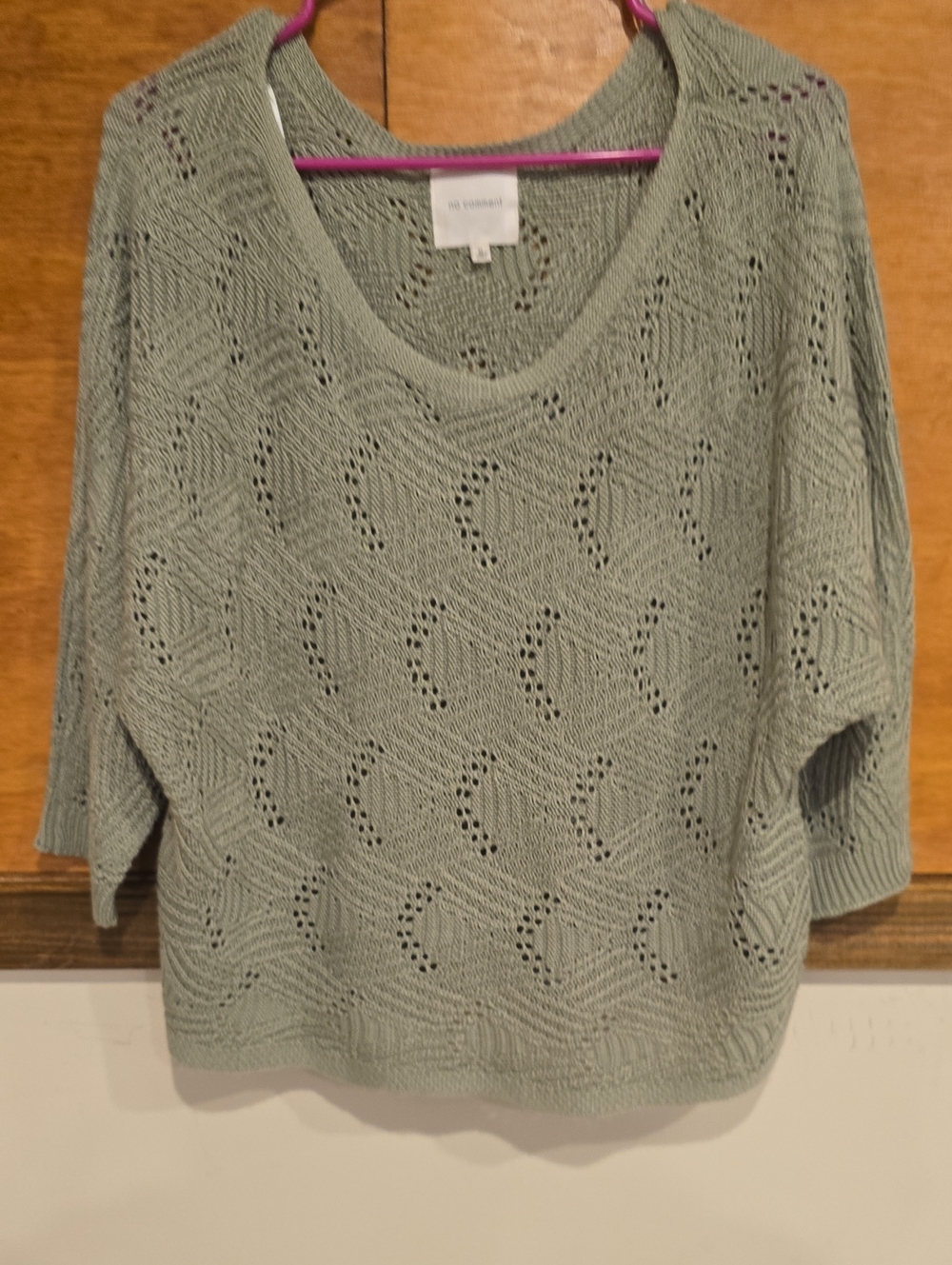 St. John's Bay Light Sage Open-Knit Scoop Neck Sweater